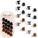 Kitsch Mini Claw Clips – Clean Tortoise and Black Hair Accessories for Capsule Wardrobes, 16-Pack Mini Set