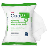 CeraVe Plant-Based Face Wipes – Nightly Wind-Down Skincare, Ceramide-Infused Makeup Removal for Sensitive Eyes