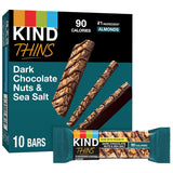 KIND THINS Dark Chocolate Nuts & Sea Salt Bars – Hiking and Trail-Ready Snack for Active Adventurers, 90 Cal, 0.74 oz, 10 Count