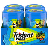 Trident Vibes SOUR PATCH KIDS Blue Raspberry Chewing Gum – Home Office and Study Break Pick-Me-Up, 4 Bottles of 40 Pieces