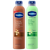 Vaseline Cocoa Radiant + Aloe Soothe Spray Set – Mindful Nightly Moisturizing for Sensitive Skin, 6.5 Oz Ea