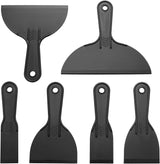 Putty Knife 6 Pack – Minimalist Tool Kit, Uniform Black Plastic Scrapers for Clutter-Free Workshops