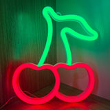 Cherry Neon Sign - Child Safe Nursery Wall Decor, Flexible Silicone LED for Kids Room