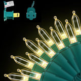 Brightever 35 Ft Warm White Mini String Lights – Christmas Tree & Mantel Home Decor, Connectable Green Wire Design
