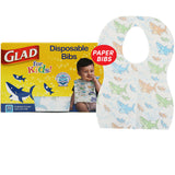 Glad for Kids Unicorn Paper Bibs with Pocket, Compact Disposable Baby Bibs for Restaurant Dining and Family Vacation Outings, 30 Count