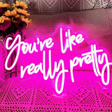 Hello Gorgeous Neon Sign – Simple Pink LED Light for Clean Aesthetic Bedrooms, USB-Powered with One-Touch Dimmer