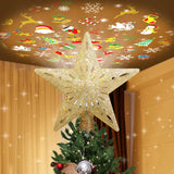PliMook Snowflake Christmas Tree Topper Light, 6 LED Slides and 360° Rotating Glitter Projection, Child-Friendly Holiday Magic for Family Room and Kids' Bedroom, Silver