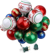 MerryMuse Patterned Ball Christmas Lights for Mantel and Staircase, 25 Resin LED Bulbs, Plug-in Holiday Home Accent