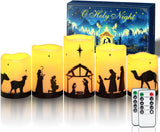 Homemory Child-Safe Nativity LED Candles - Nursery and Playroom Christmas Decor with No Flame, Battery Set of 5