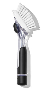 OXO Good Grips Contoured Dish Scrub Brush for Joint-Friendly Dishwashing, Ergonomic Handle for Comfortable Sink Time