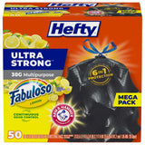Hefty Ultra Strong 30 Gallon Trash Bags – All-Purpose Outdoor Bin Liners for Yard Work and Garden Cleanup, Arm & Hammer Odor Control, 50 Count