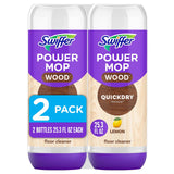 Swiffer PowerMop Wood Refill Solution – Streamlined QuickDry Cleaner for Uncluttered Hardwood Floors, Lemon Scent, 50.6oz