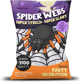 Happy Hippo Halloween Spider Web Decoration – Living Room and Bedroom Aesthetic, Stretchy Indoor Cobweb for Cozy Fall Ambiance