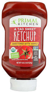 Primal Kitchen Simple Ingredient Organic Ketchup, Streamlined Pantry Squeeze Bottle 18.5 oz