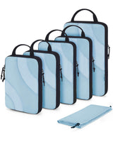 BAGSMART Minimalist Travel Cubes, Compression Packing Set in Grey, White Opal and Brown for Intentional Packers