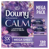 Downy CALM Mega Dryer Sheets – Focus Friendly Scented Laundry Softener for Home Office Linens