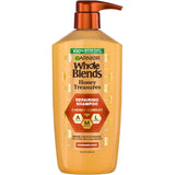 Garnier Whole Blends Honey Treasures Repairing Shampoo – Salon-Quality Strengthening Formula with Royal Jelly, Refined Bathroom Essential