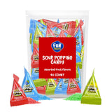 Sour Popping Rocks - 40 Individually Wrapped Triangle Pouches for Kids Lunchboxes and Trick-or-Treat Bowls - Assorted Blue Raspberry, Watermelon, and Green Apple Sour Popping Candy