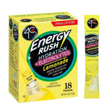 4C Energy Rush Electrolyte Sticks – 2:30 PM Desk Hydration for Focused Workdays, 18ct Lemonade Single-Serve