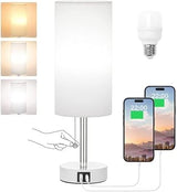 Hong-in Slim Bedside Lamp – Minimalist 4.5-Inch Nightstand Light with Hidden USB Ports, 3 Color Modes, Pull Chain