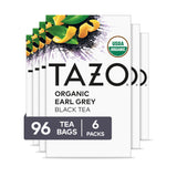 TAZO Organic Earl Grey – High Caffeine Herbal Wellness Alternative to Coffee for Mindful Daily Drinkers, 16 Count (Pack of 6)