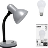 Simple Designs Basic Metal Desk Lamp – Cool-Touch Reading Light for Kids Bedrooms and Homework Desks