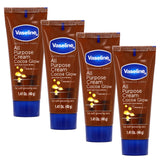 Vaseline All Purpose Cream Cocoa Glow – Streamlined Body Moisturizer for Clean Bathroom Counters, 4-Pack