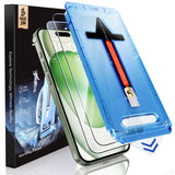 MAGIC JOHN iPhone 15 Plus Screen Protector 2 Pack, Frustration Free Auto Install Tray, Crystal Clear Tempered Glass