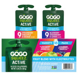 GoGo squeeZ Active Fruit Blend Electrolyte Pouches – Post Workout Recovery Snack for Gym and Run, Real Fruit Vitamins