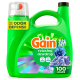 Gain Liquid Laundry Detergent Relaxing Dewdrop – One Clean Scent for a Clutter Free Laundry Routine, 100 Loads
