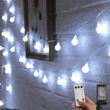 Minetom Globe String Lights – Flameless Bedroom Lighting Safe Around Kids & Pets, 6-Hour Auto Timer Shatterproof Cool-Touch Plug-in Fairy Lights