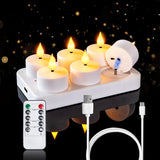 Homemory Rechargeable Tea Lights — Clean Modern Home Accent, Flicker or Steady On Demand