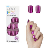 KISS imPRESS Press On Nails Satellite – Ready-to-Give Birthday Gift Set for Her, Short Squoval Chrome Pink Manicure Kit