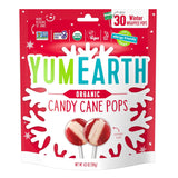 YumEarth Organic Candy Cane Lollipops - Allergen Free Holiday Treat for Safe Classroom Sharing, Dye Free Peppermint Candy, 30 Count
