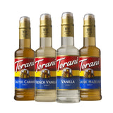 Torani 4-Flavor Glass Bottle Syrup Set – Calming Flavor Companion for Slow Mornings and Self-Care Days