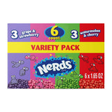 NERDS Dual Variety Pack – Office Break Room Candy Jar Refill, Crunchy Grape Strawberry Watermelon Cherry Boxes, 6 Count 9.9 oz