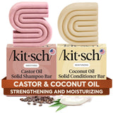 Kitsch Castor Oil Shampoo Bar & Coconut Oil Conditioner Bar – Holiday Self-Care Gift for Women, Eco-Friendly 2-Piece Hair Set