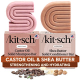 Kitsch Castor Oil Shampoo and Shea Butter Conditioner Bar – TSA Friendly Travel Set for Carry On and Camping Trips