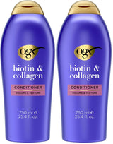OGX Thick & Full Biotin & Collagen Volumizing Conditioner – Wind-Down Wellness Bottle for Thin Hair with 72-Hour Volume, Calming Jasmine Aroma, 25.4 fl oz 2-Pack