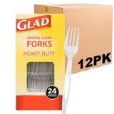 Glad Heavy Duty Clear Forks – Polished Disposable Cutlery for Cozy Dinner Settings, Seasonal Gatherings and Home Hosts, 24 Count