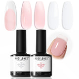 modelones Gel Nail Polish Set Birthday Gift for Her, 8-in-1 French Manicure Kit with Sheer Nude and White Gel Polish for Women