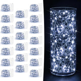 Glowia Fairy Lights Battery Operated – Clean 7ft 20 LED Silver Wire Lights for Intentional Living Room Shelf and Neutral Bedroom Styling, Warm White