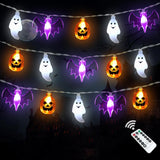 LampLustre Flameless Halloween Lights 16FT 30 LED 3D Pumpkin Bat Ghost - Battery Operated Safe Alternative to Candles for Mantel, Window, and Bedroom
