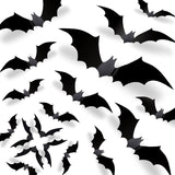 CESOF 3D Halloween Bat Wall Decor – 70-Piece Black PVC Decals for Living Room, Bedroom & Fireplace Mantle Accents