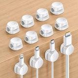 Lamicall Spring Cable Management Clips - Minimalist Nightstand and Desk Organizer, Adhesive Cord Holder for Clean Workspace, 8-Pack, White