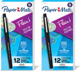 Paper Mate Flair Felt Tip Pens Black 0.7mm Medium Point 12 Count for Kids Homework Doodling and Family Craft Time