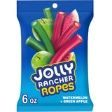 JOLLY RANCHER Ropes Watermelon & Green Apple Chewy Candy for Camping Trips, Picnics, and Backyard BBQs, 6 oz Resealable Bag