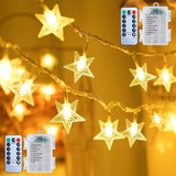 Brightown Star String Lights – Patio and Backyard String Lights Outdoor, 17ft IP65 Waterproof Battery Operated Star Fairy Lights with Remote