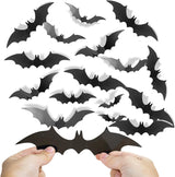 Elegantly Halloween 152 Pcs 3D Black Bats – Safe DIY Craft Kit for Kids' Bedroom Walls and Playroom Decor, Child-Friendly Halloween Party Supplies