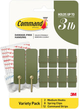 Command Christmas Hook Gift Set in Sage Green, Practical Stocking Stuffer for Renters and Apartment Dwellers